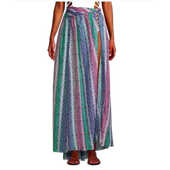 Nwt Caroline Constas Hera Multi Snake Print Silk Blend Cover up Skirt Size Small - Picture 1 of 10